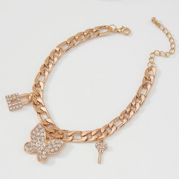Gold link chain anklet bracelet - Picture 3 of 5